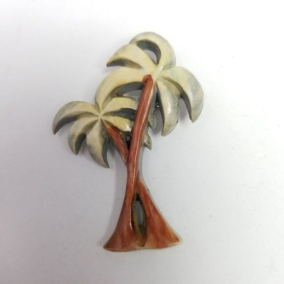 Vintage Palm Tree Brooch, Plastic Retro Style Tropical, Estate - Picture 6 of 6